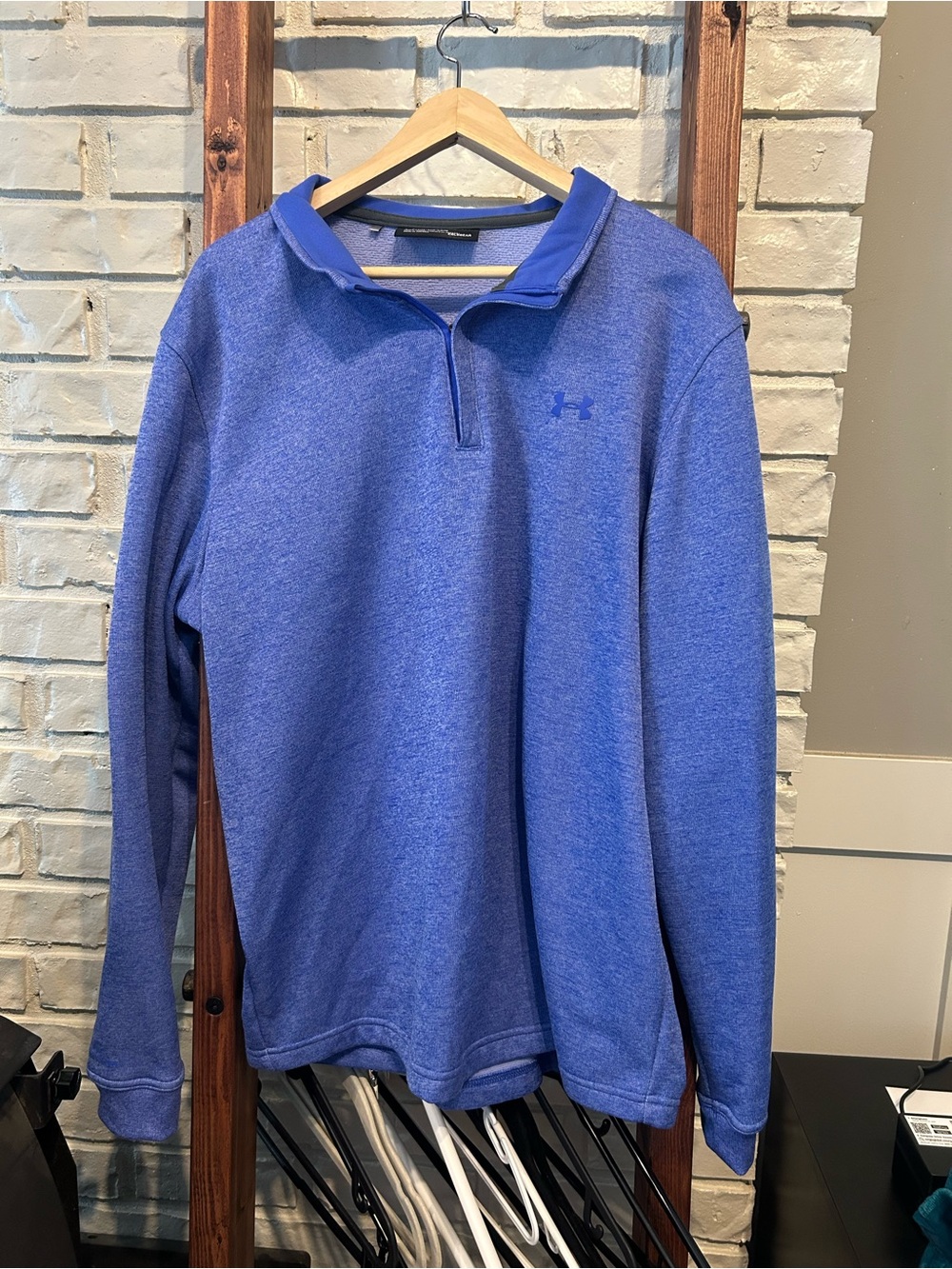 Under Armour Men Armour Fleece 1/4 Zip Pullover Sweatshirt Blue Heathered XXL